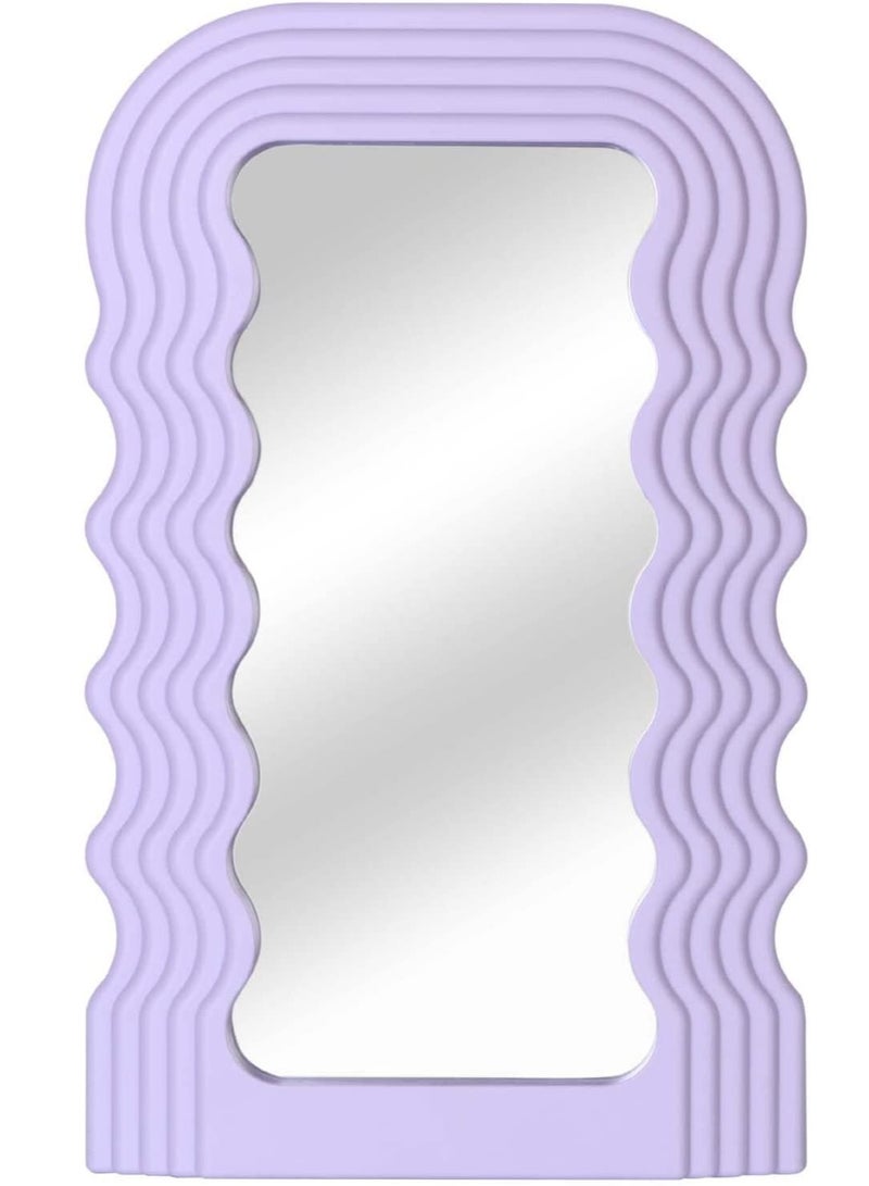 Bluejw Aesthetic Wave Pattern Irregular Frame Mirror, Decorative Desk Wall Mirror for Living Room Bedroom Hallway Home Decor (Purple) - Image 2