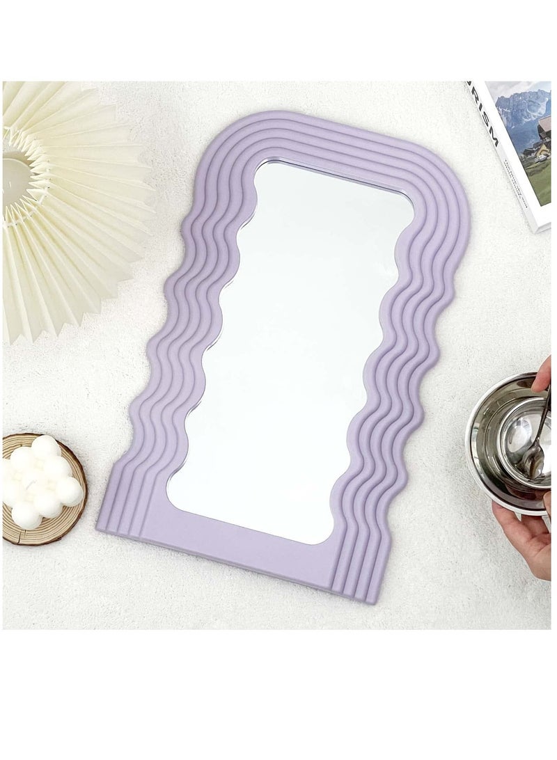 Bluejw Aesthetic Wave Pattern Irregular Frame Mirror, Decorative Desk Wall Mirror for Living Room Bedroom Hallway Home Decor (Purple) - Image 4