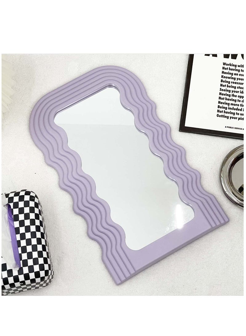Bluejw Aesthetic Wave Pattern Irregular Frame Mirror, Decorative Desk Wall Mirror for Living Room Bedroom Hallway Home Decor (Purple) - Image 5