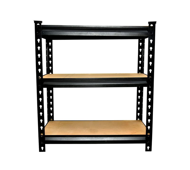 VISHVA 36 36 15 Inches 3 Shelves Iron Matte Finish Adjustable Shelving Unit Storage Utility Display Rack Steel Boltless Rivet Rack Black - Image 5