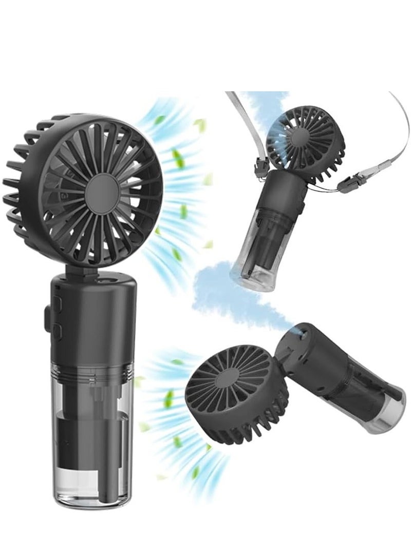 Handheld Fan, Rechargeable Misting Hand Fan, Multi-purpose for Portable Mini Mister Fan, 4 Speeds 20ml Spray 90° Foldable USB Personal Water Fan for Travel Office Outdoor (black)  - Image 1