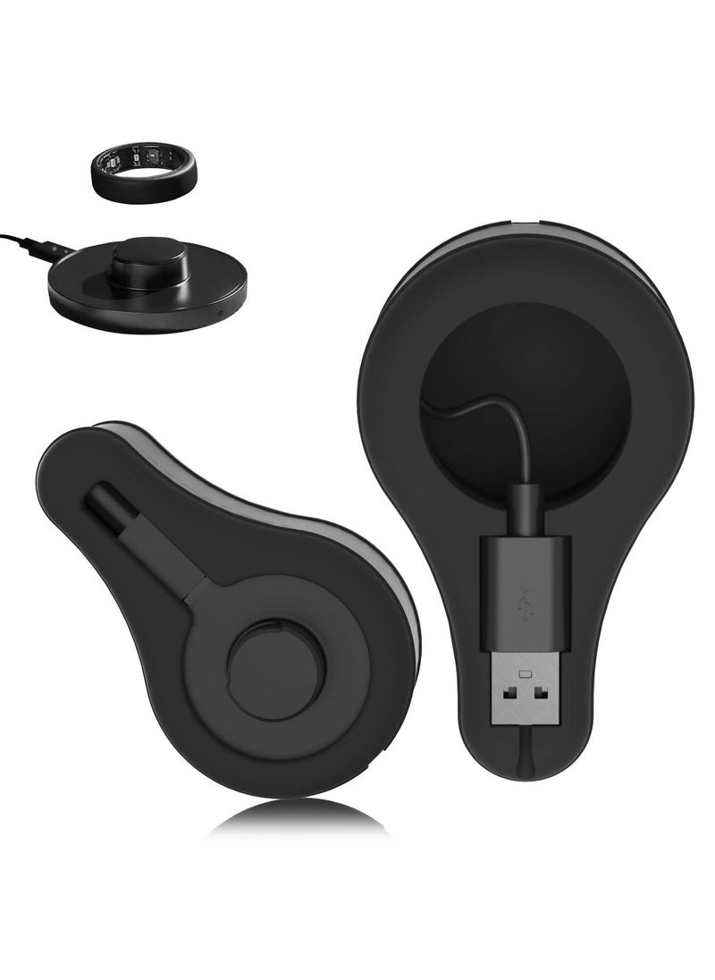 Silicone Charger Case for Oura Ring Gen3, Soft Silicone Anti-Scratch Cover Case for Oura Ring Gen3 Charging Dock Support and USB-C Cable Storage, for Wrapping Charger and Cords while Travel (Black)  - Image 1