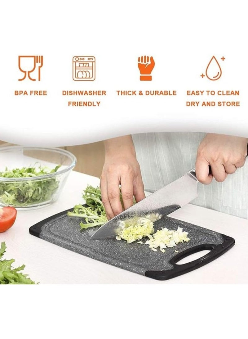 TEGRILO 3Pcs Chopping Board Set, Plastic Cutting Board BPA Free, Non-slip Easy Grip Handle Dishwasher Safe Cutting Boards For Kitchen with Juice Grooves for Meat Veggies Fruits Garlic Ginger (black)  - Image 2
