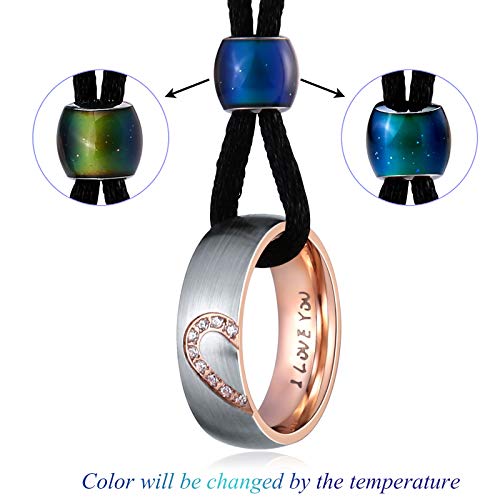 Aienid Couples Necklace for Him and Her Stainless Steel Ring Pendant Love Heart Wedding Necklace for Men Women - Image 5