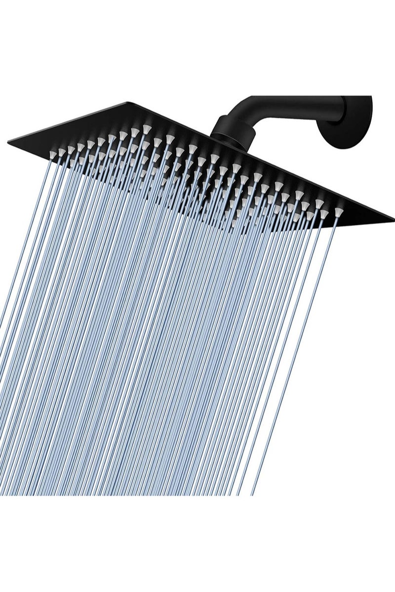 هالونهي رأس دش مربع مقاس 8 بوصات، رأس دش مطري، رأس دش رفيع للغاية عالي الضغط مصنوع بالكامل من الفولاذ المقاوم للصدأ، مثبت على الحائط أو السقف (أسود) - Image 1