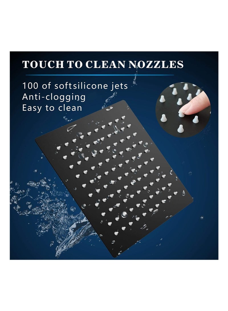 هالونهي رأس دش مربع مقاس 8 بوصات، رأس دش مطري، رأس دش رفيع للغاية عالي الضغط مصنوع بالكامل من الفولاذ المقاوم للصدأ، مثبت على الحائط أو السقف (أسود) - Image 4