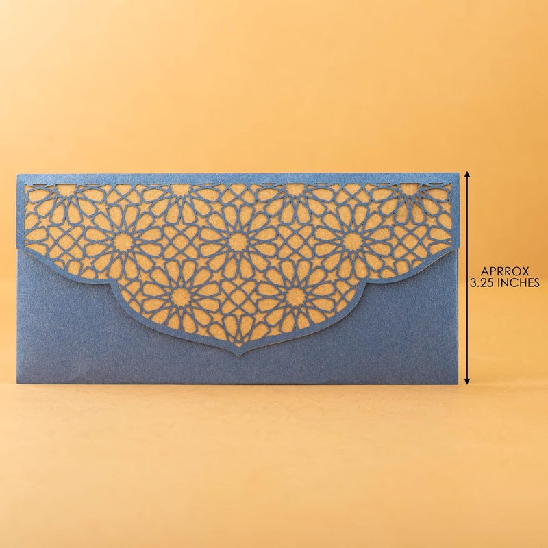 Confetti Heat insulation layer Confetti! (Pack of 10) Eid Mubarak Ramadan Money Envelopes for Gifting - Happy Eid Laser Cut Envelopes (Blue) Trendy flexible practical build - Image 4