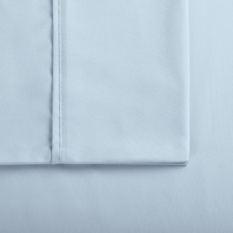 Serta Simply Clean Super Soft Hypoallergenic Stain Resistant Deep Pocket 3 Pieces Solid Bed Sheet Set, Twin, Light Blue - Image 5