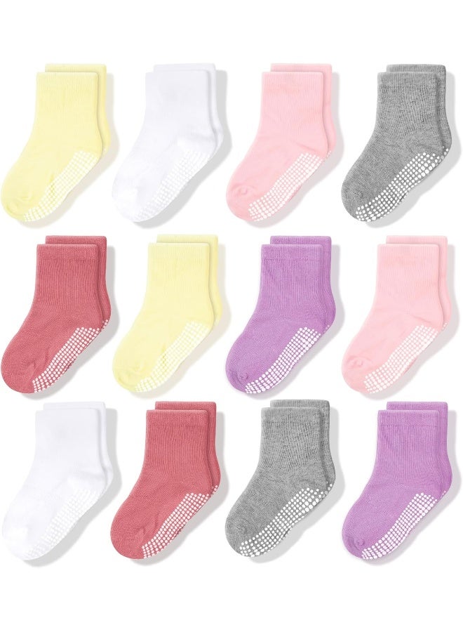 CozyWay CozyWay Non Slip Toddler Socks for Kids With Grips 12 Pairs Sticky Anti Skids Boys Girls 1-9 Years  - Image 1