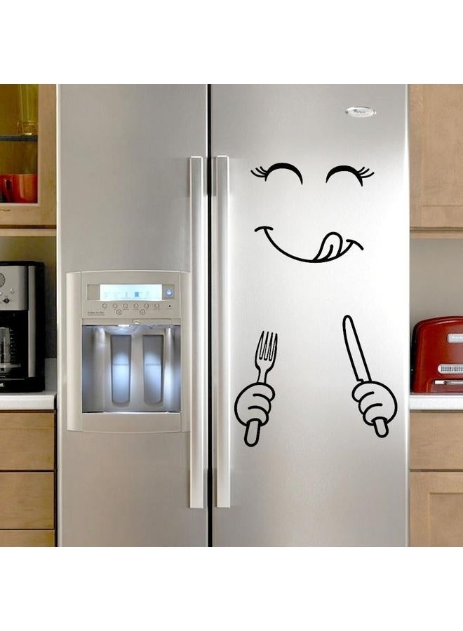 Cute Delicious Face Fridge Wall Vinyl Sticker Multicolour Smile Fridge Stickers, Cute Refrigerator Decal Smiling Face Stickers, Adhesive Vinyl Stickers on Freezer, Kitchen Wall Inside House - Image 1