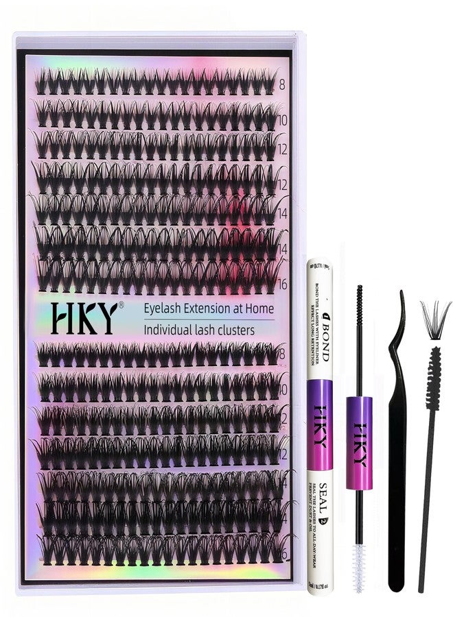 HKY Lash Clusters Kit 8-16mm 30D-40D Wispy Eyelash Clusters Lashes Natural DIY Lash Extension Kit Cluster Eyelash Extensions Kit 280pcs C Curl Individual Lashes Cluster Eyelash (With Tweezers) - Image 3