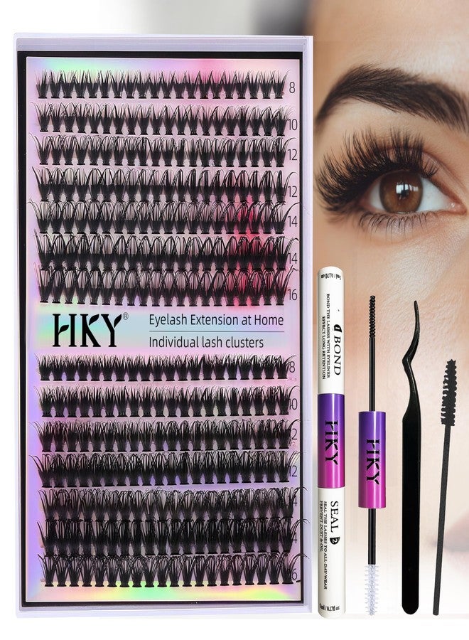 HKY Lash Clusters Kit 8-16mm 30D-40D Wispy Eyelash Clusters Lashes Natural DIY Lash Extension Kit Cluster Eyelash Extensions Kit 280pcs C Curl Individual Lashes Cluster Eyelash (With Tweezers) - Image 2
