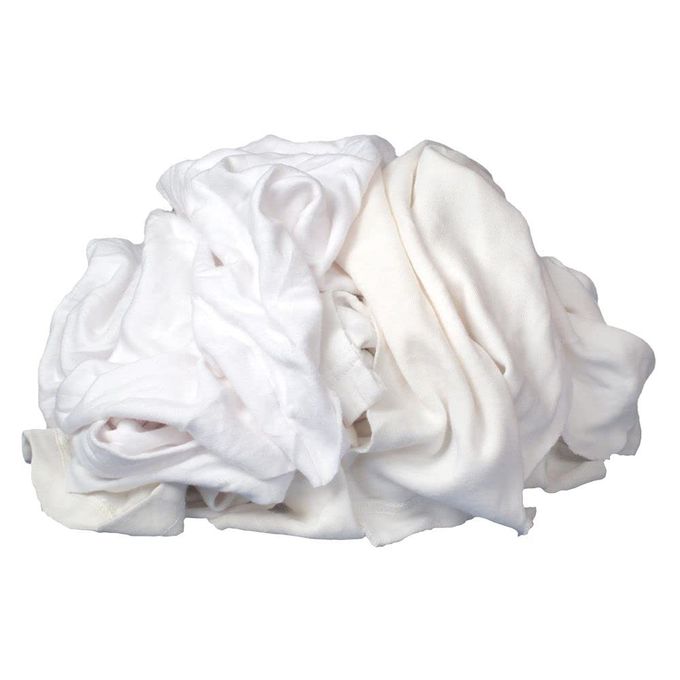 10524 ABSORBENT WHITE RECYCLED TSHIRT CLOTH RAGS 25 LB BOX FOR ALLPURPOSE WIPING CLEANING AND POLISHING MADE FROM 100 RECYCLED MATERIALS