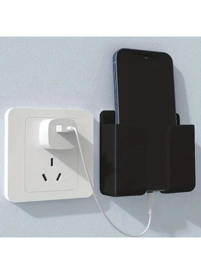 Black Wall Mounted Phone Charging Box Punch Free Storage Rack - Image 1