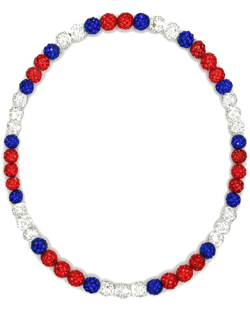 NEXIULT Baseball Ice Necklace, Rhinestone Bling Necklace - Cool Gifts for Men, 18 inch (Red, White, Blue) - Image 1