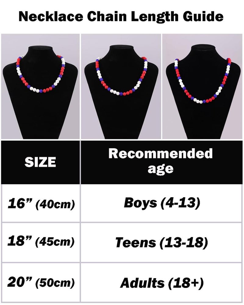 NEXIULT Baseball Ice Necklace, Rhinestone Bling Necklace - Cool Gifts for Men, 18 inch (Red, White, Blue) - Image 5