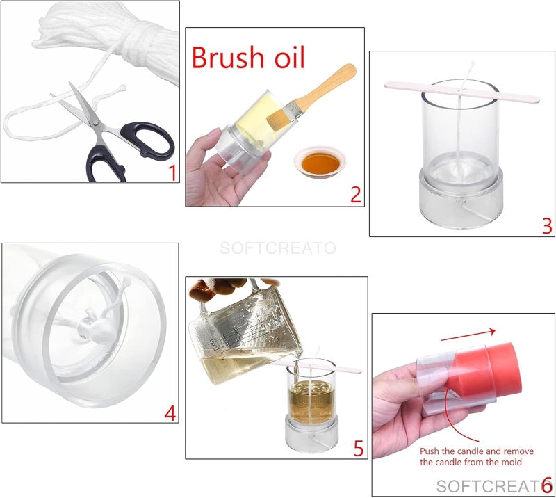 SOFTCREATO Long Tapered Sleek Pillar Candle Mold I Round Head Rod Cylinder Acrylic Candlestick Wax & Beeswax Mold I for DIY Handmade Ornament Aromatherapy Cake Home Party Décor Art Craft Making (3.8X13 CM) - Image 5