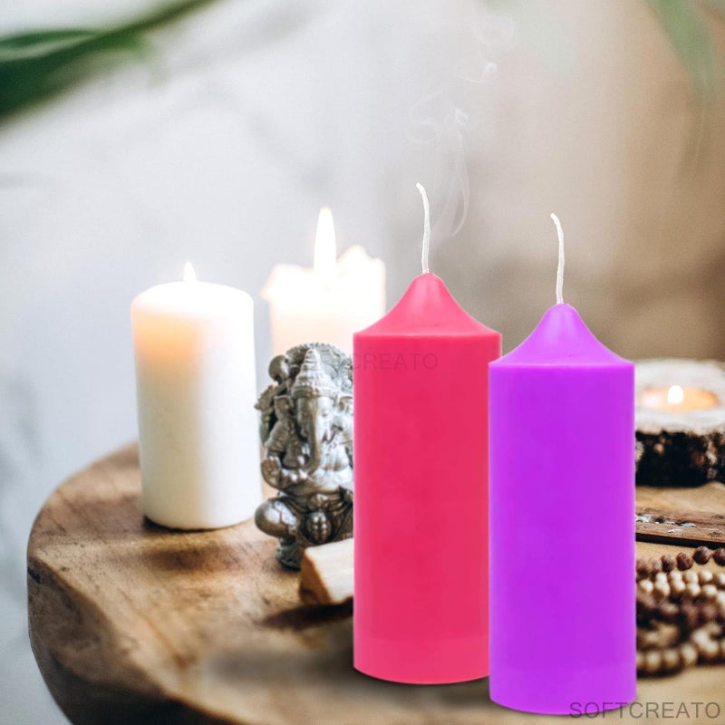 SOFTCREATO Long Tapered Sleek Pillar Candle Mold I Round Head Rod Cylinder Acrylic Candlestick Wax & Beeswax Mold I for DIY Handmade Ornament Aromatherapy Cake Home Party Décor Art Craft Making (3.8X13 CM) - Image 2