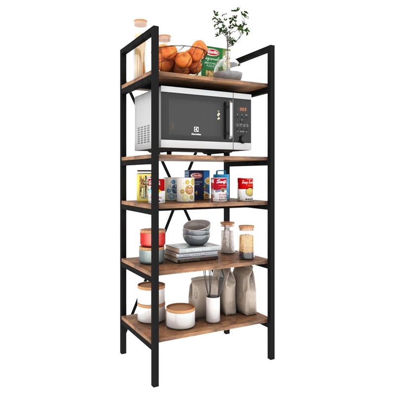Klaxon Klaxon Wood Metal Multilayer Microwave Oven Stand for Kitchen Storage Countertop Kitchen Organizer Shelf Storage Racks Tiered Shelf 5Tier Oven Stand Forest Dark Black  - Image 2
