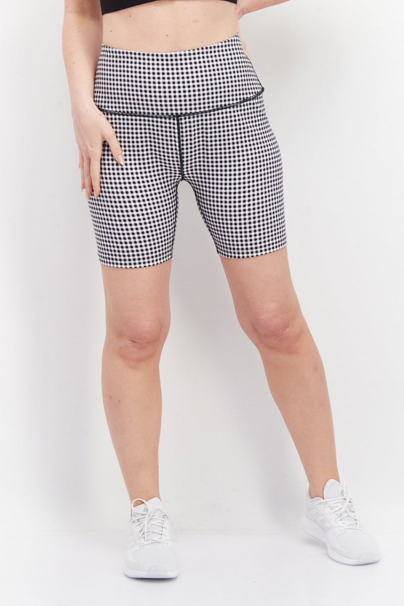 Eddie Bauer Women Checkerboard Legging Shorts, Black  - Image 1