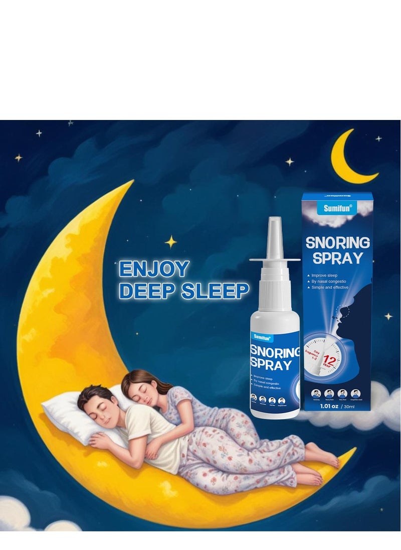 Snoring Spray - 30ml Anti-Snore Spray for Improved Breathing, Effective Solution to Reduce Snoring, Enhances Sleep Quality and Deep Sleep, Relieves Nasal Congestion and Discomfort
