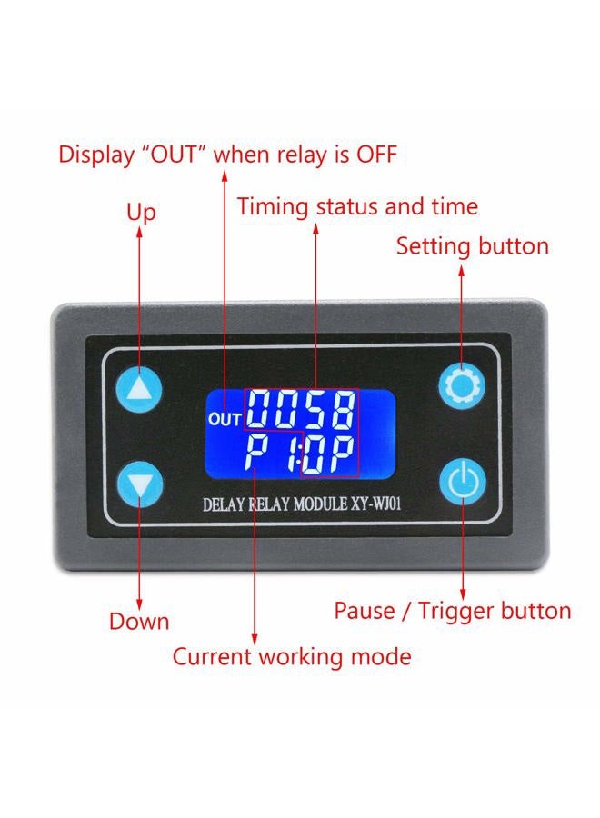 DROK Delay Relay Module, DC 6-30V Timer Relay 12V 24V 0.01s-9999min 50mA Digital Timer Cycle Delay Switch Module AC 220V Power On-Off Controller with LCD Display Switch Button Case - Image 2