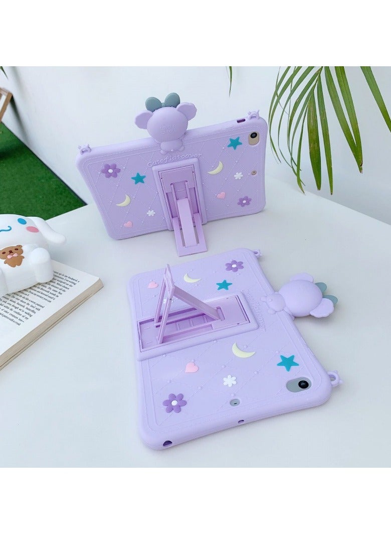 غطاء لجهاز iPad الجيل التاسع/الثامن/السابع، مقاس 10.2 بوصة، للأطفال، تصميم كيوت كاواي 3D، ناعم على شكل كرتوني، مناسب للبنات والأولاد، مزود بقاعدة - Image 3