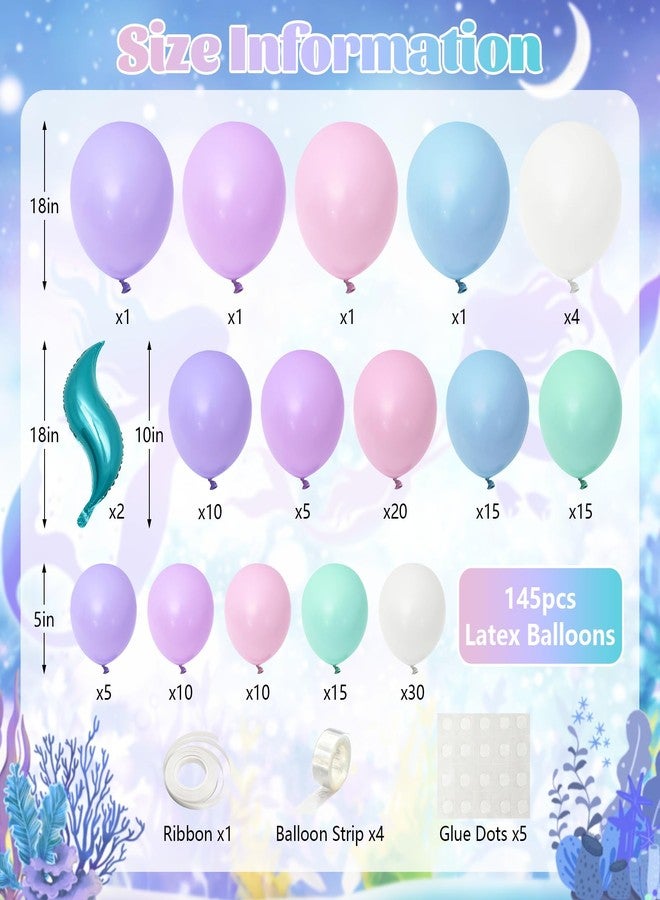 Lukinuo Mermaid Balloon Arch Kit Purple Pastel Pink light Blue Balloons with Mermaid Tails Foil Balloons Garland for Ocean Themed Party Baby Shower Decorations - Image 2