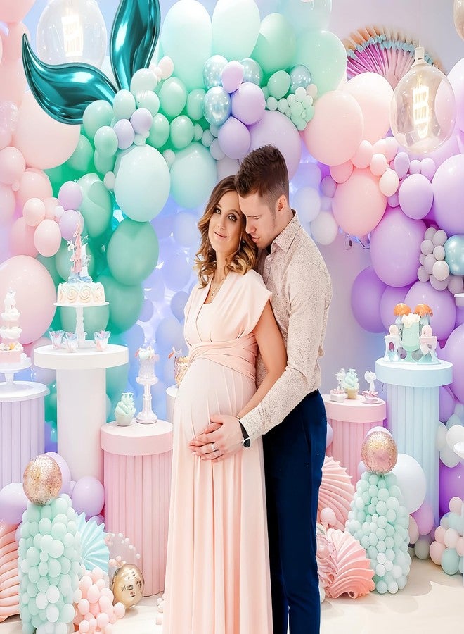 Lukinuo Mermaid Balloon Arch Kit Purple Pastel Pink light Blue Balloons with Mermaid Tails Foil Balloons Garland for Ocean Themed Party Baby Shower Decorations - Image 5