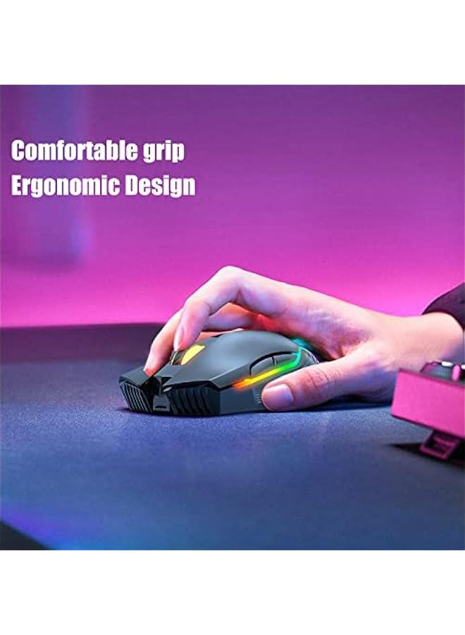 Gaming Mouse, 6400DPI 2.4Ghz Pro Optical Sensor Gaming Mechanical Mouse with 6 DPI Levels, RGB Color Backlight, Built in Rechargeable Battery, Ergonomic Design, Plug - Image 5