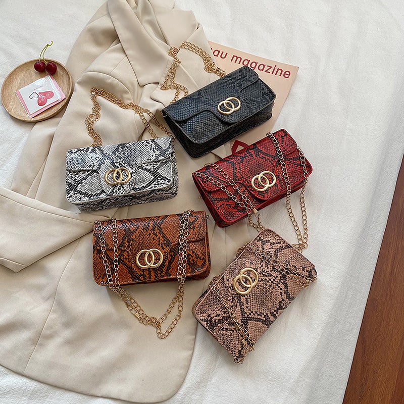 Snake Pattern Small Square Bag 2023 Southeast Asia New Mini Mobile Phone Bag Chain Shoulder Bag Crossbody Bag Women'S Bag - Image 2