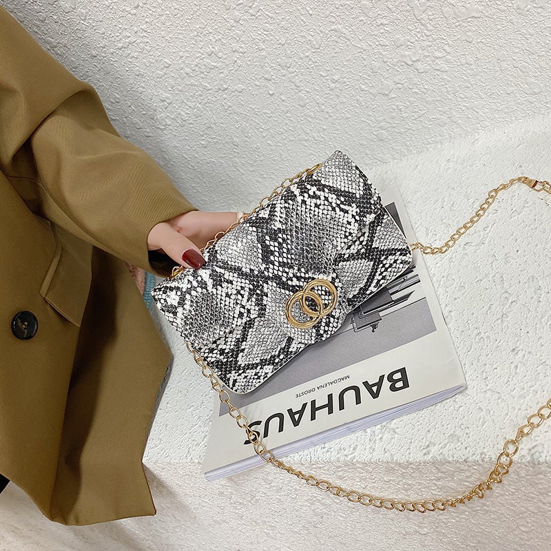 Snake Pattern Small Square Bag 2023 Southeast Asia New Mini Mobile Phone Bag Chain Shoulder Bag Crossbody Bag Women'S Bag - Image 3