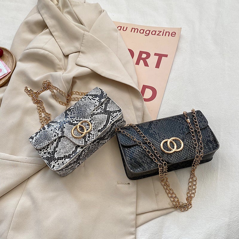 Snake Pattern Small Square Bag 2023 Southeast Asia New Mini Mobile Phone Bag Chain Shoulder Bag Crossbody Bag Women'S Bag - Image 4