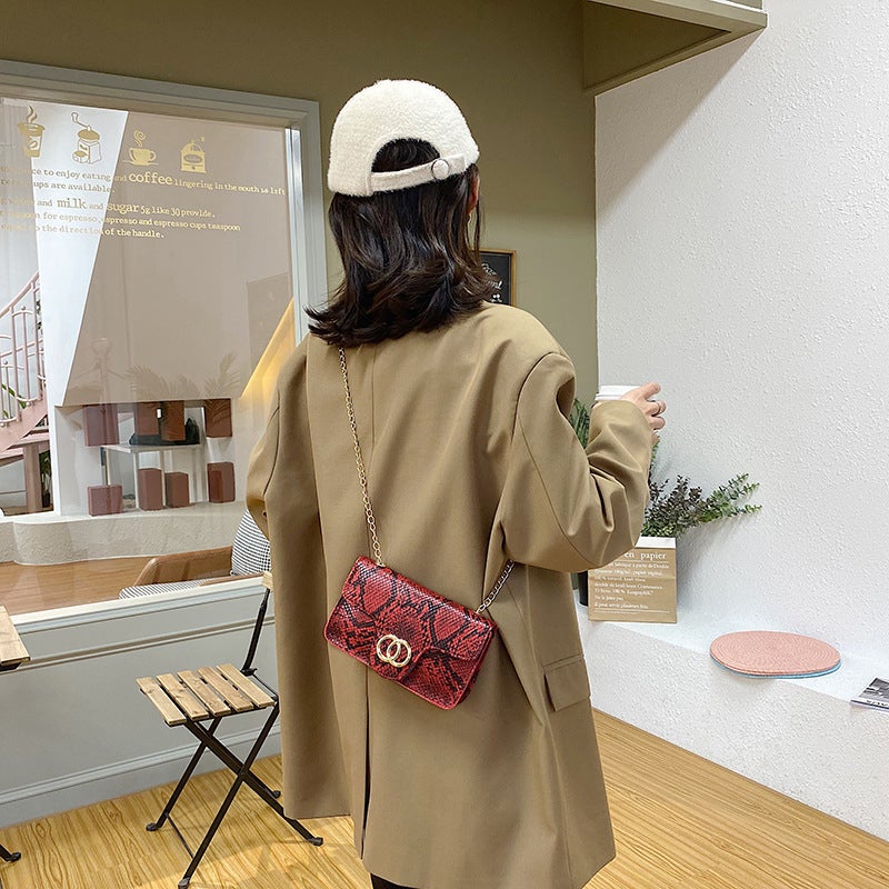 Snake Pattern Small Square Bag 2023 Southeast Asia New Mini Mobile Phone Bag Chain Shoulder Bag Crossbody Bag Women'S Bag - Image 5