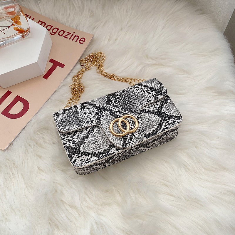 Snake Pattern Small Square Bag 2023 Southeast Asia New Mini Mobile Phone Bag Chain Shoulder Bag Crossbody Bag Women'S Bag - Image 1