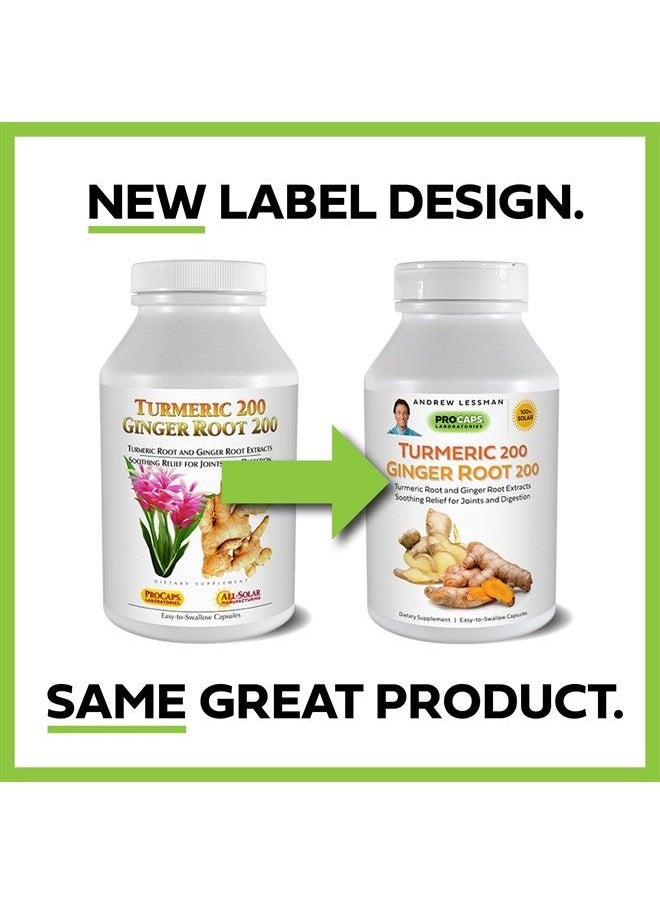 Andrew Lessman Turmeric 200 Ginger Root 200-120 Capsules – Naturally Soothe The Joints and Digestive Systems. Two Pure Extracts. Protective, Anti-Aging, Anti-oxidant Properties. No Additives  - Image 1