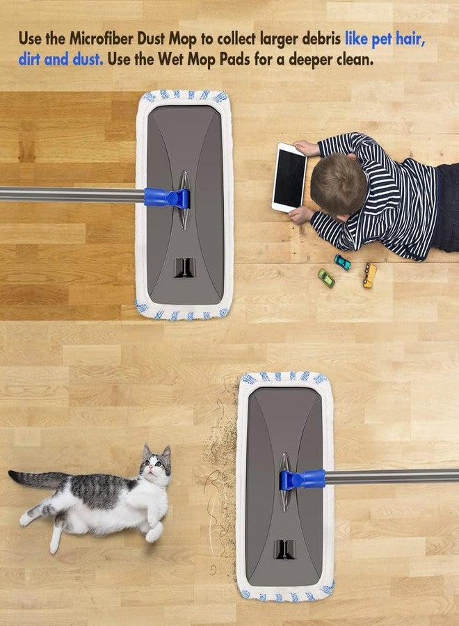 Masthome Extra Large Microfiber Mop for Floor Cleaning, 16“ Flat Mop with 5 Pad for Wet & Dry Use, Dust Mop for Hardwood Laminate Tile Ceramic, 1 Cleaning Scraper Included-Blue - Image 4