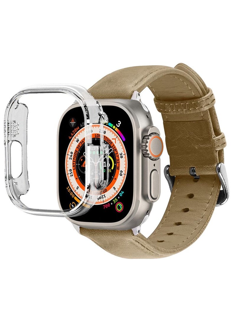 CATANES 2 Packs For Apple Watch Band 49mm Leather Band Buckle Strap Wristband and Clear Cup Holder Dusty - Image 3