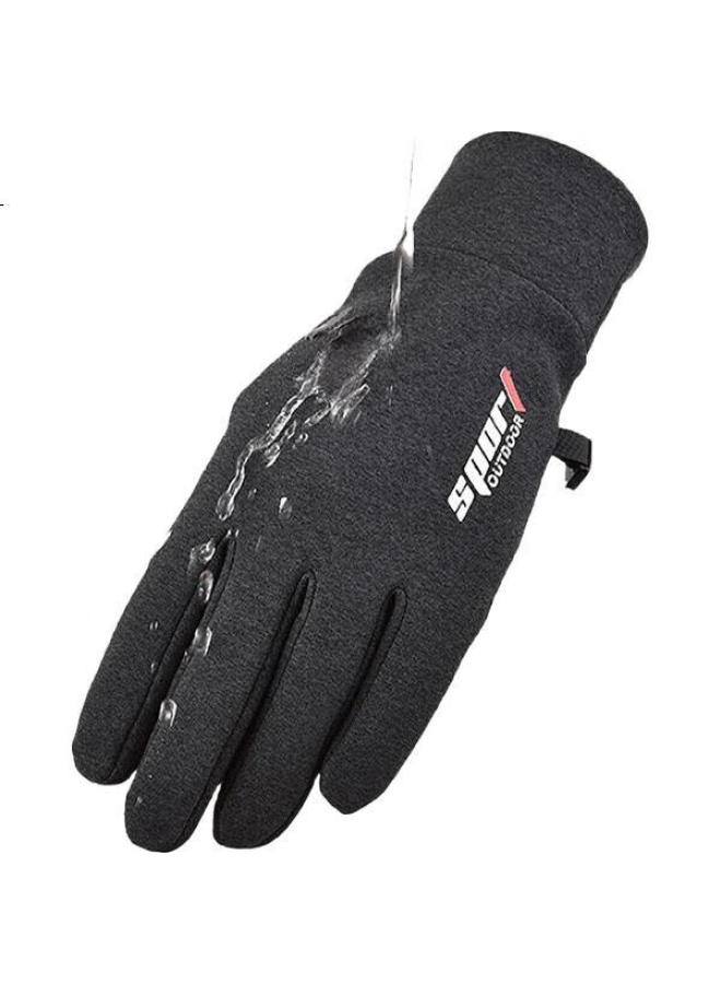 Yaphtes Winter Cycling Outdoor Warm Gloves, Electric Motorcycle Men's Windproof Cold-resistant Touchscreen Gloves, Fleece-lined Thickened Sports Non-slip Gloves, Equipment Accessories, Gray - Image 2