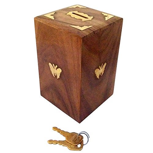 RGrandsons Handicrafted Wooden Money Bank - Coin Saving Box - Piggy Bank - Gifts for Kids, Girls, Boys & Adults, Antique (Size: 6.00x4.00x4.00) - Image 3