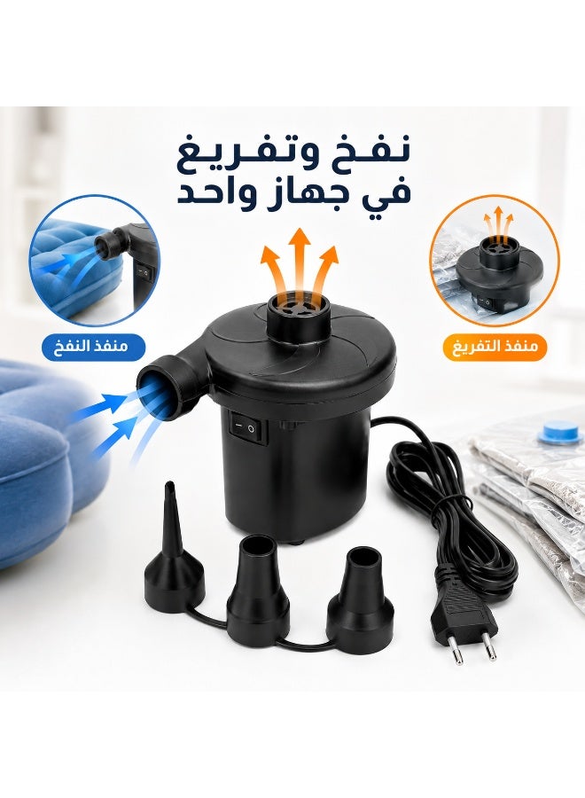 AC Electric Air Pump for Inflation and Deflation with 3 Multi-Sized Nozzles – Electric Inflator for Air Mattresses, Pool Floats, Pools, Boats, and Inflatable Furniture - Image 2