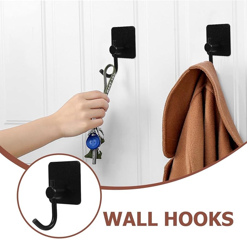 4Pcs Black 304 Stainless Steel Self Adhesive Wall Hooks No Drilling For Bathroom Kitchen - Image 4