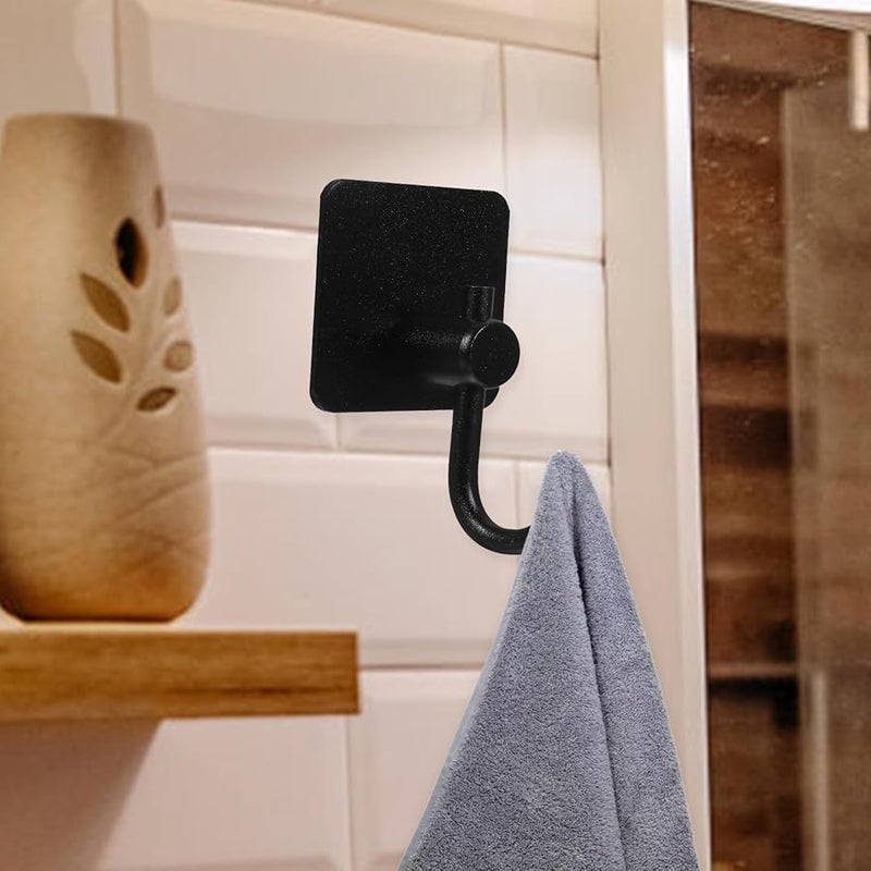 4Pcs Black 304 Stainless Steel Self Adhesive Wall Hooks No Drilling For Bathroom Kitchen - Image 3
