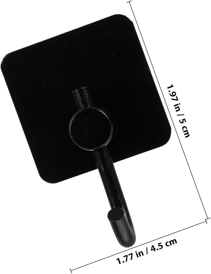 4Pcs Black 304 Stainless Steel Self Adhesive Wall Hooks No Drilling For Bathroom Kitchen - Image 2