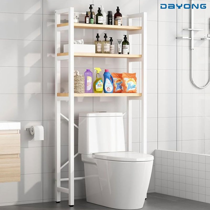 DAYONG Over-the-Toilet Storage Rack, 3-Layer Large Capacity Toilet Shelves, Space Saving Organizer for Bathroom & Laundry Room (White) - Image 1