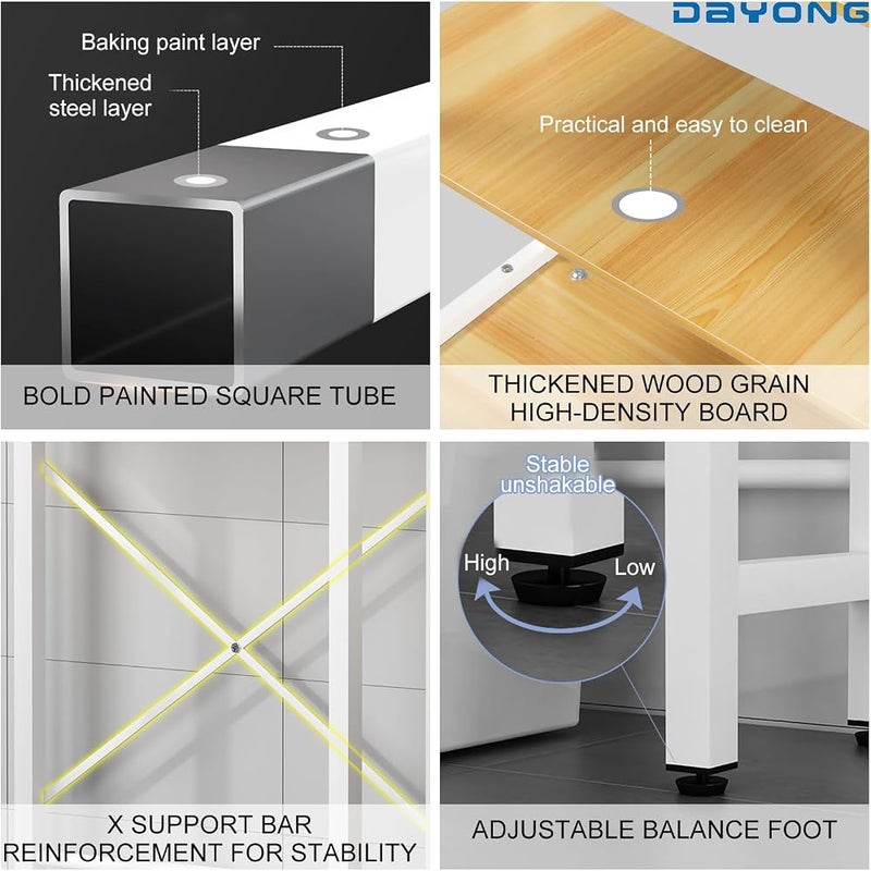 DAYONG Over-the-Toilet Storage Rack, 3-Layer Large Capacity Toilet Shelves, Space Saving Organizer for Bathroom & Laundry Room (White) - Image 5