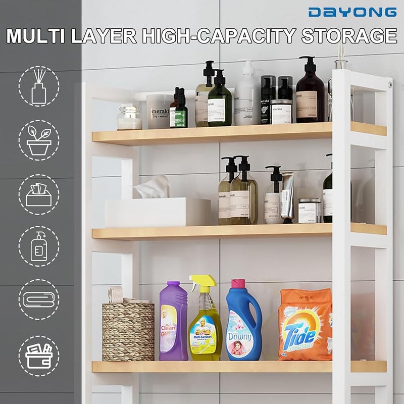 DAYONG Over-the-Toilet Storage Rack, 3-Layer Large Capacity Toilet Shelves, Space Saving Organizer for Bathroom & Laundry Room (White) - Image 3