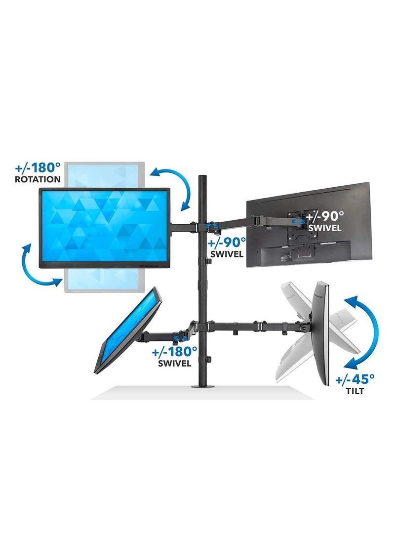 حامل شاشة LED LCD قابل للتعديل على المكتب، حامل متين لـ 4 شاشات مقاس 18-29 بوصة | ارتفاع قابل للتعديل | ألعاب | تداول | تحرير الفيديو - Image 2