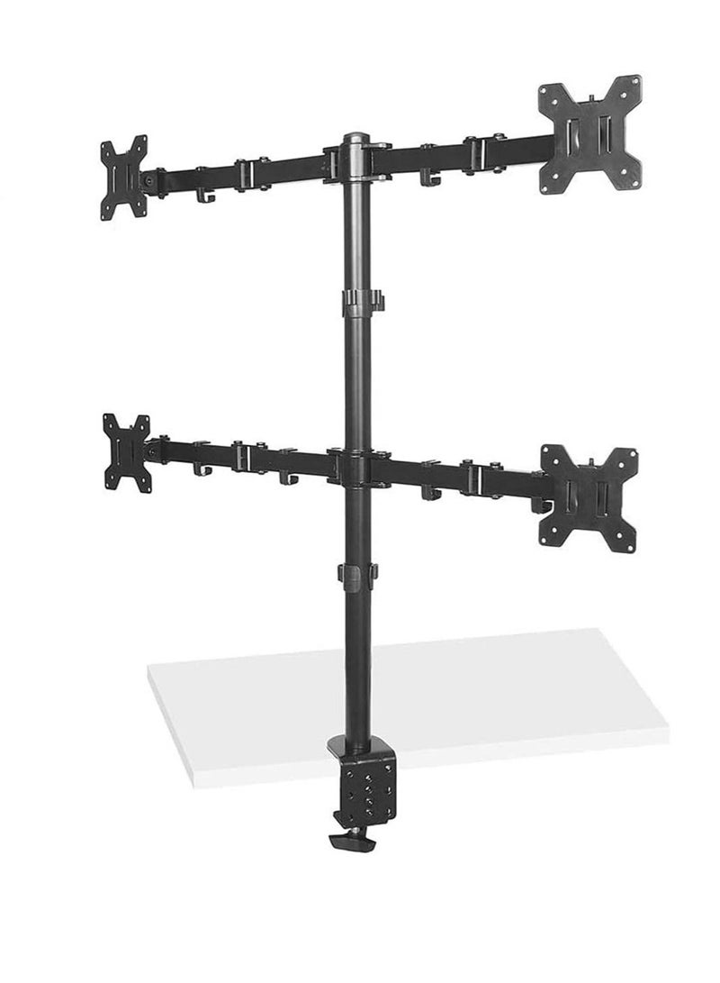 حامل شاشة LED LCD قابل للتعديل على المكتب، حامل متين لـ 4 شاشات مقاس 18-29 بوصة | ارتفاع قابل للتعديل | ألعاب | تداول | تحرير الفيديو - Image 4