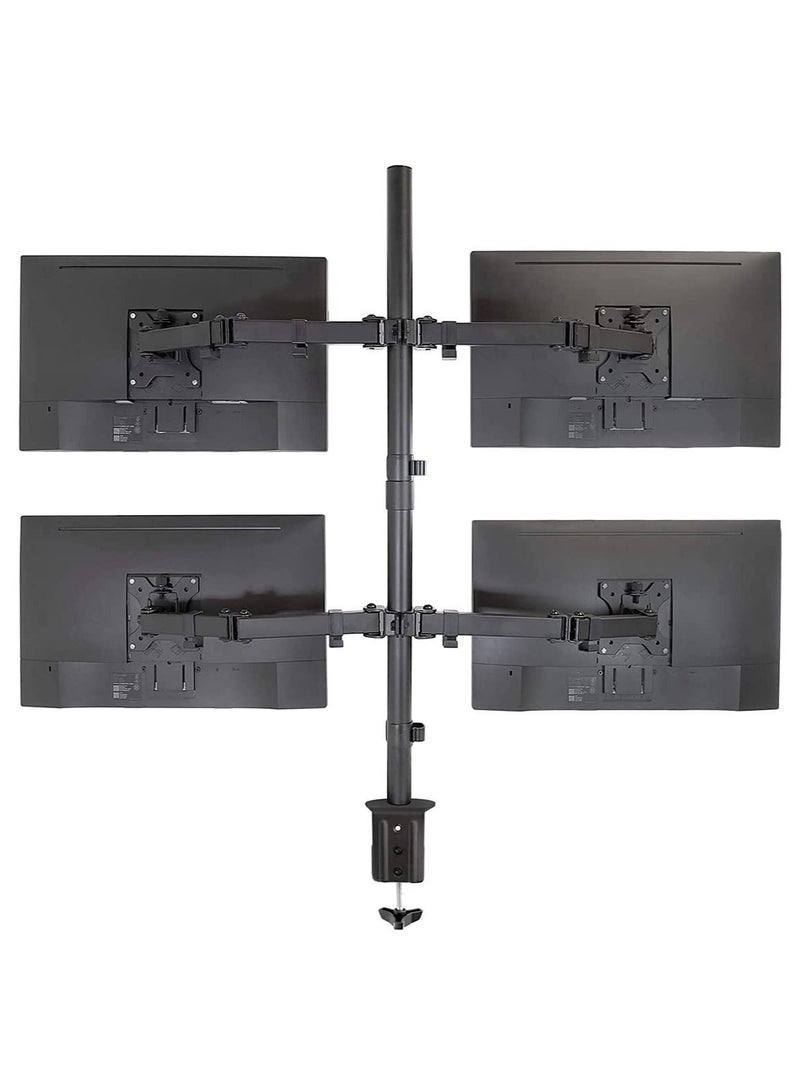 حامل شاشة LED LCD قابل للتعديل على المكتب، حامل متين لـ 4 شاشات مقاس 18-29 بوصة | ارتفاع قابل للتعديل | ألعاب | تداول | تحرير الفيديو - Image 3